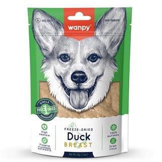Wanpy Dondurularak Kurutulmuş Ördek Göğüs Köpek Ödülü 40gr, Köpek Atıştırmalıkları, Wanpy