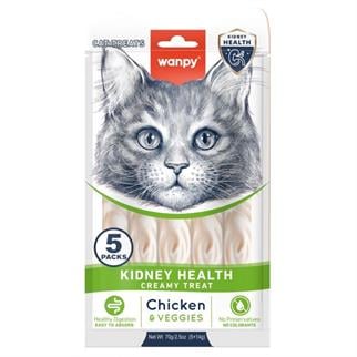 Wanpy Kidney Health Tavuk&Sebzeli Kedi Ödülü 5x14gr, Kedi Ödül Maması, Wanpy
