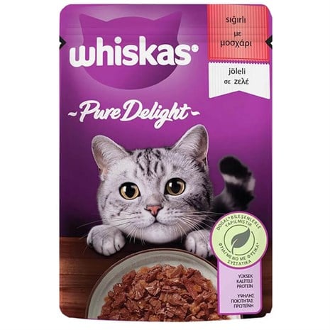 Whiskas Pure Delight Sığırlı Kedi Maması 85 gr, Yetişkin Kedi Yaş Mama, Whiskas