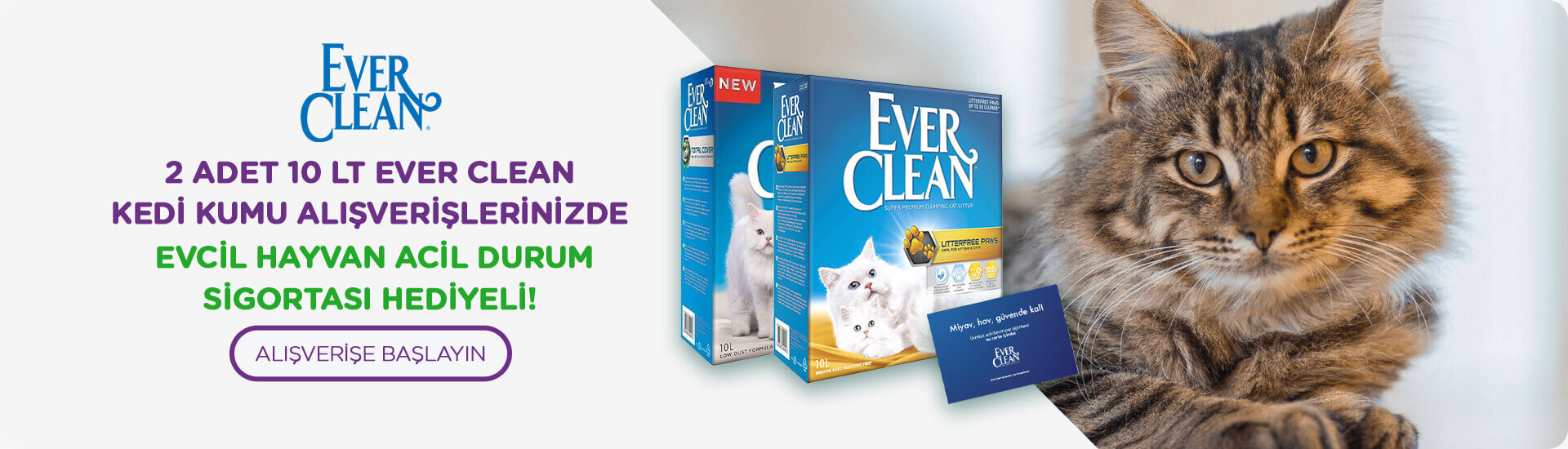 2 Adet 10 LT Kum Alışverişlerinizde Evcil Hayvan Acil Durum Sigortası Hediye!