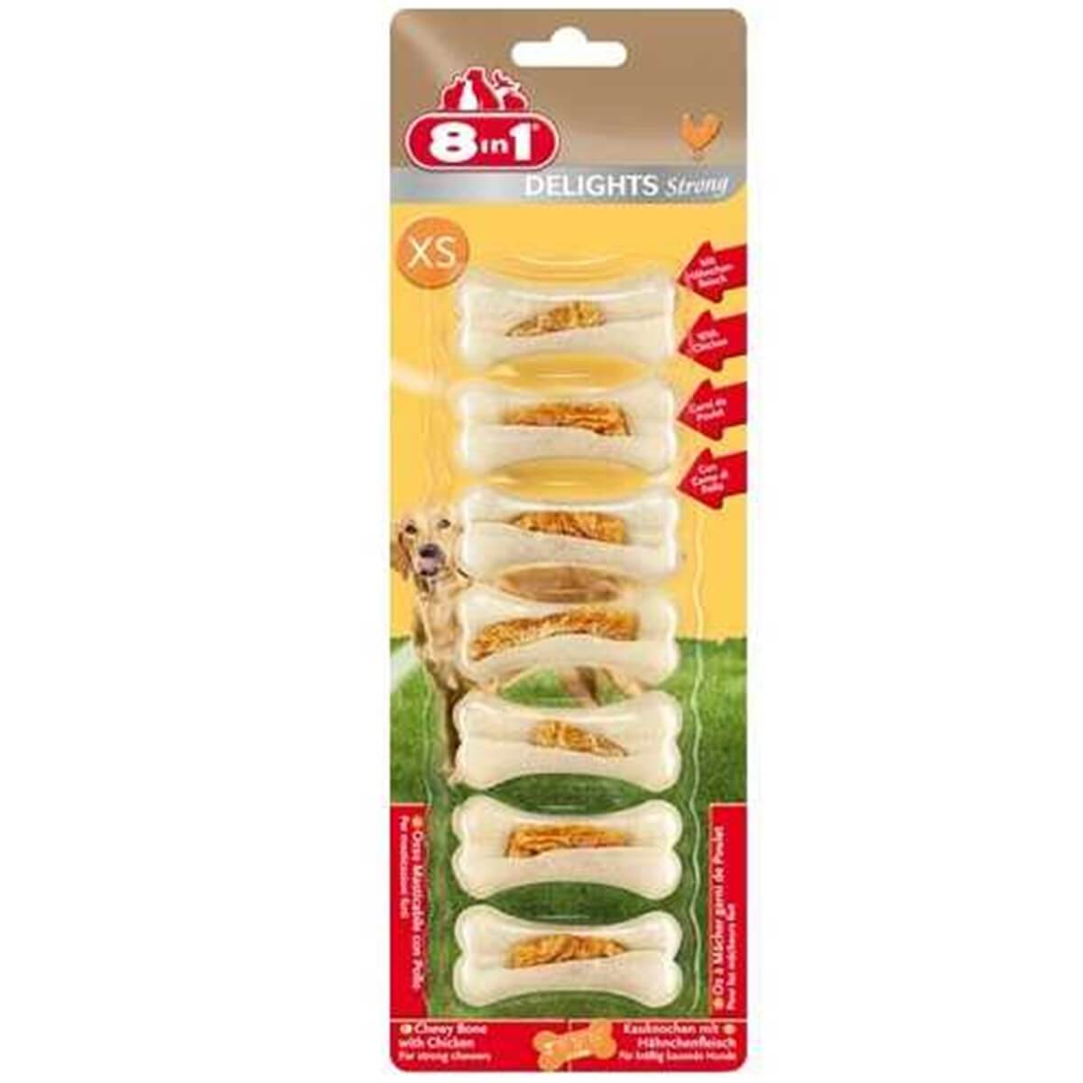 8in1 Delights Bones Köpekler İçin Ağız Bakım Press Kemiği Small 7'Li