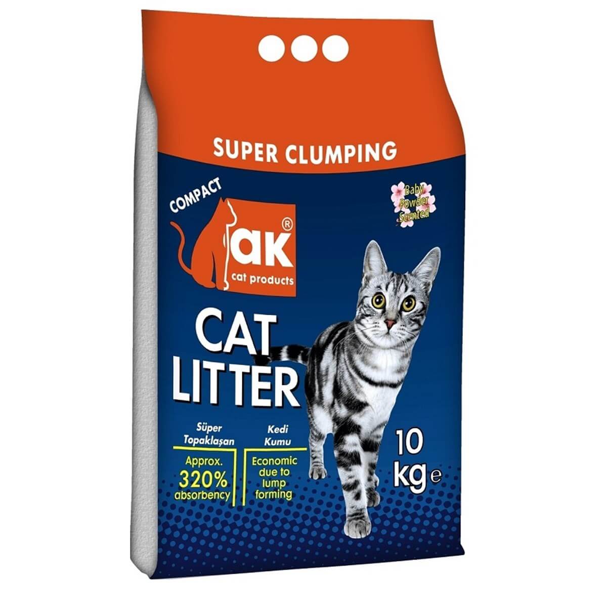 Akkum Baby Powder İnce Taneli Topaklaşan Kedi Kumu 10 Kg