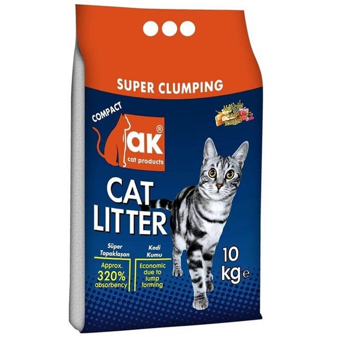 Akkum Marsilya Sabun Kokulu İnce Taneli Kedi Kumu 10 Kg