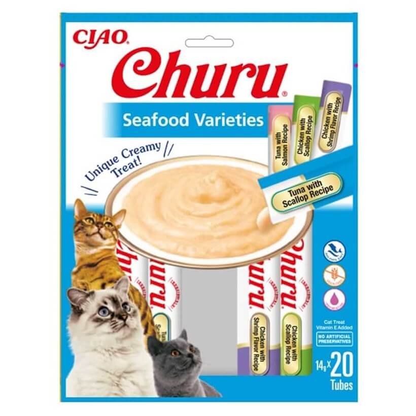 Churu Cream Deniz Ürünü Çeşitleri Kedi Ödül Kreması 20 X 14 Gr