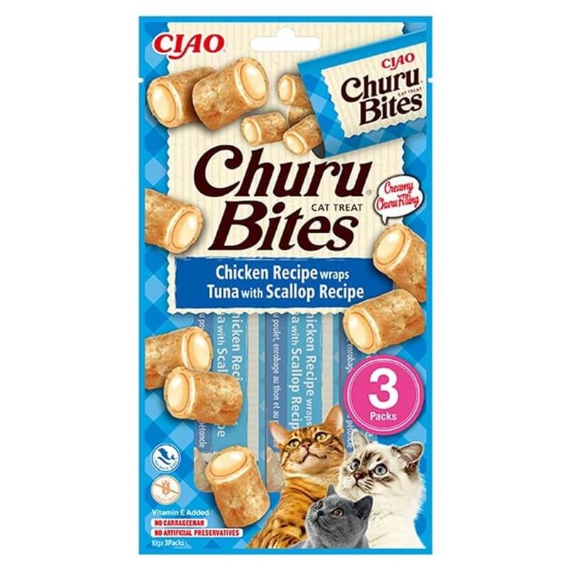 Ciao Bites Tavuk Sargılı, Deniz Taraklı Kedi Ödülü 3 X 10 Gr