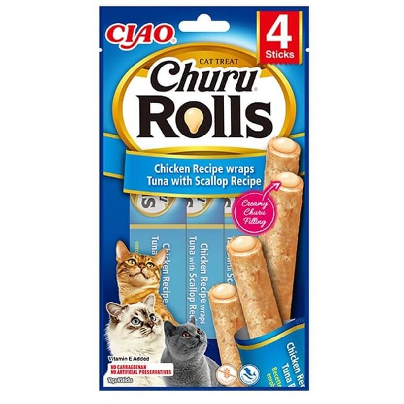 Ciao Sticks Deniz Taraklı, Tavuk Sargılı Kedi Ödülü 4 X 10 Gr