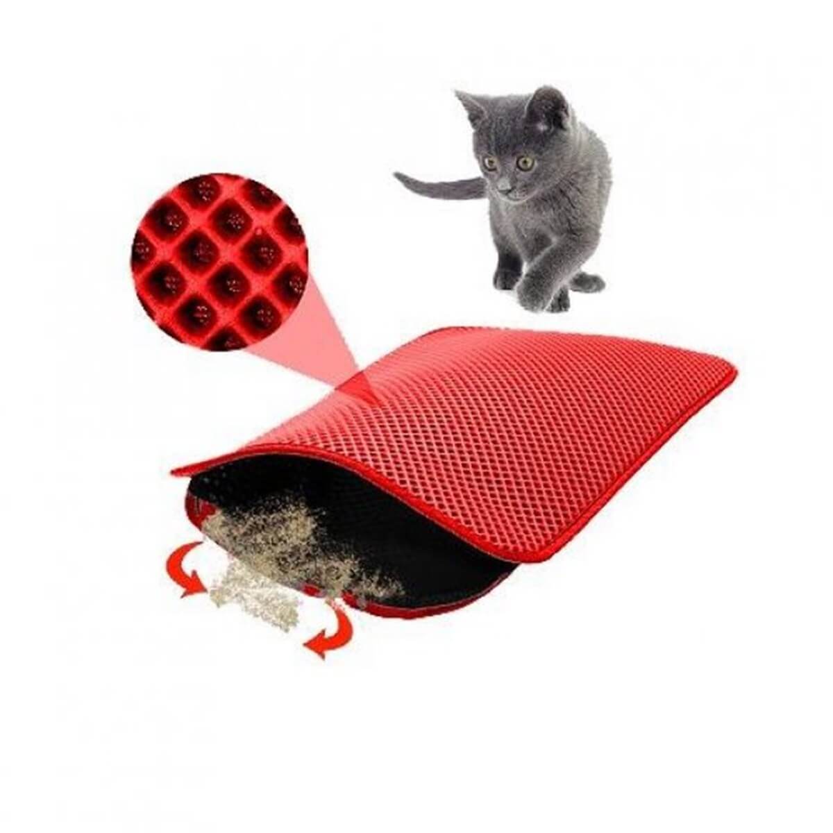 Pet Pretty Elekli Kedi Tuvalet Önü Paspası 60 x 45 cm KIRMIZI