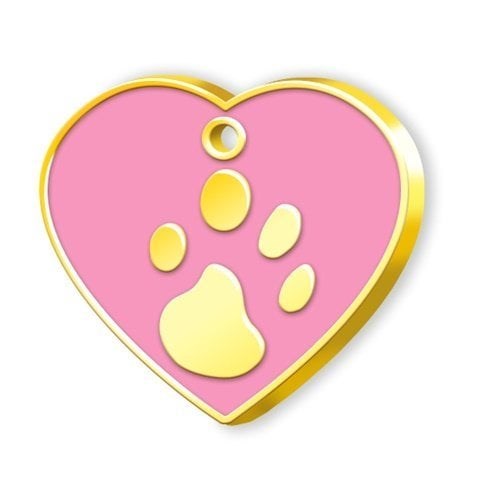Dalis Altın Kaplama Kalp Şeklinde Mineli Büyük Köpek Künyesi Pembe