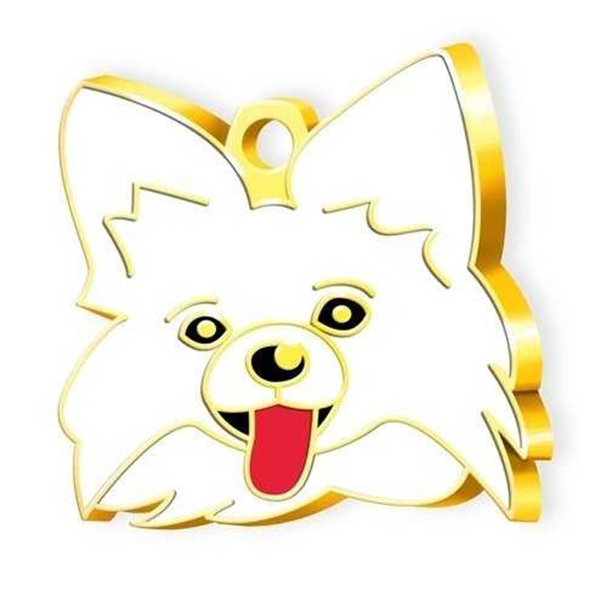 Dalis Altın Kaplama Papillon Köpek Künyesi Beyaz