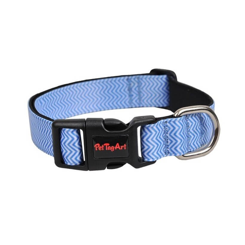 Dalis Zigzag Desenli Köpek Boyun Tasması Medium 30-45 Cm Mavi