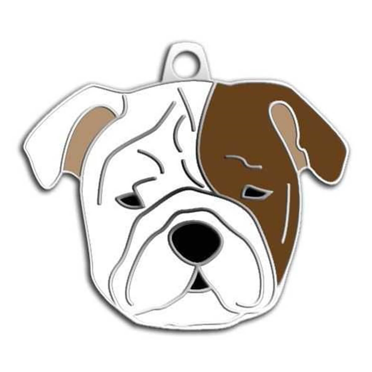 Dalis Pet Tag Bulldog Köpek Künyesi Kahve-Beyaz