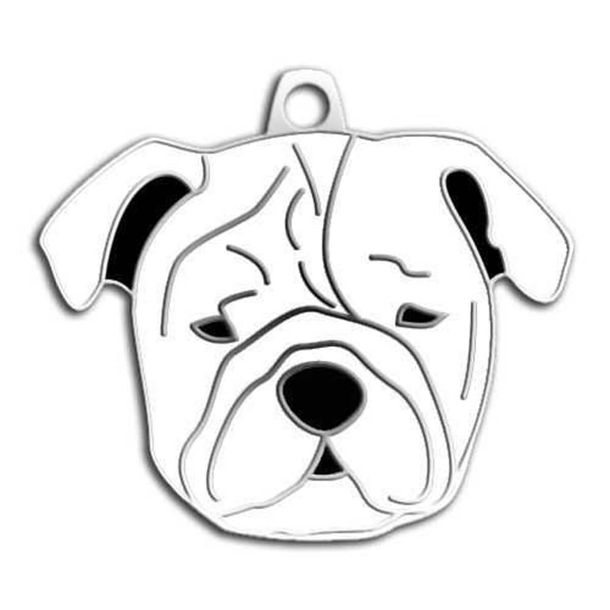 Dalis Pet Tag Bulldog Köpek Künyesi Beyaz