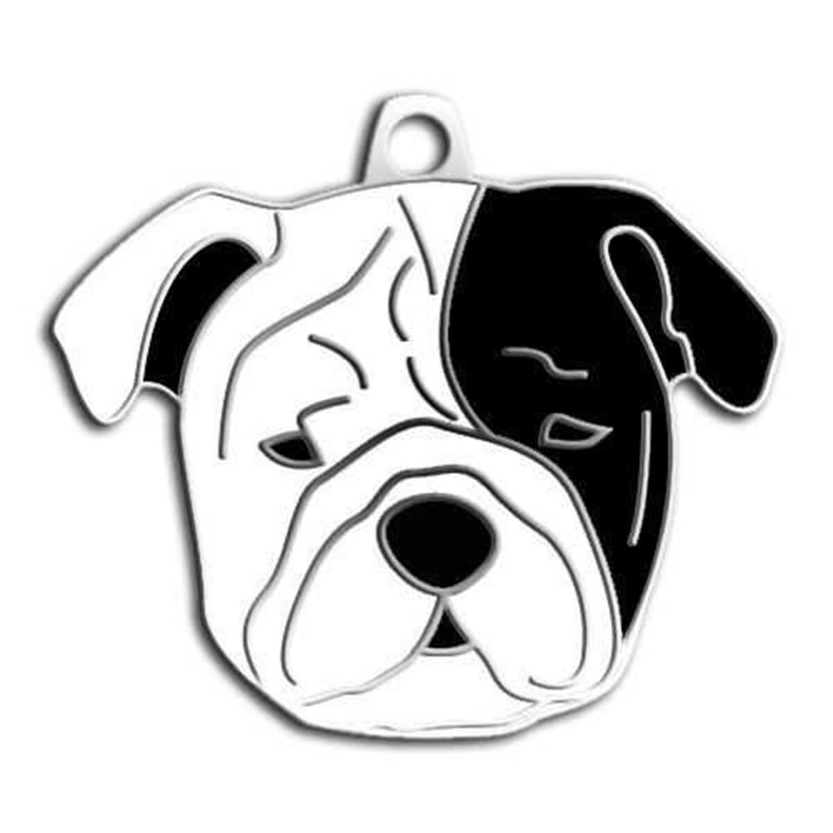 Dalis Pet Tag Bulldog Köpek Künyesi Siyah Beyaz