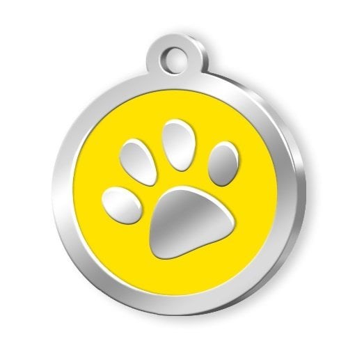Dalis Pet Tag Mineli Seri Pati Desenli Künye Sarı