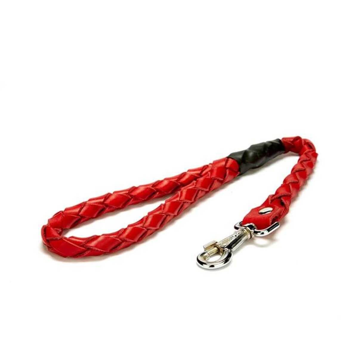 Doggie Dokuma Örgülü Köpek Gezdirme Tasması – Kırmızı (2 X 120 Cm)