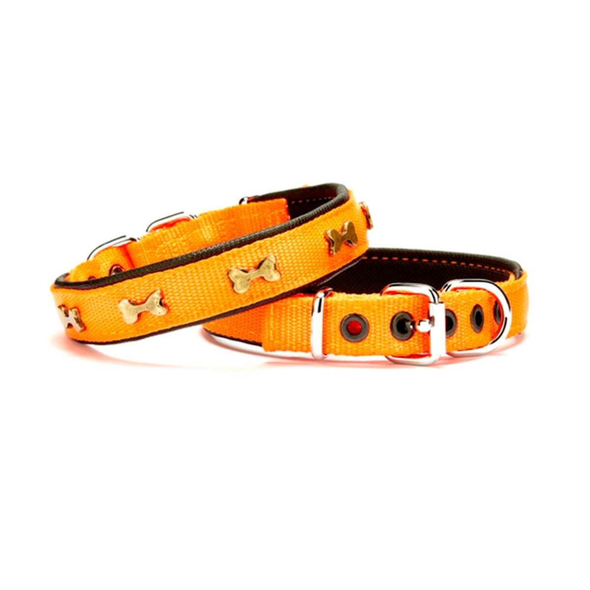 Doggie Metal Kemikli Dokuma Köpek Boyun Tasması Medium – Turuncu (3 X 42–50 Cm)