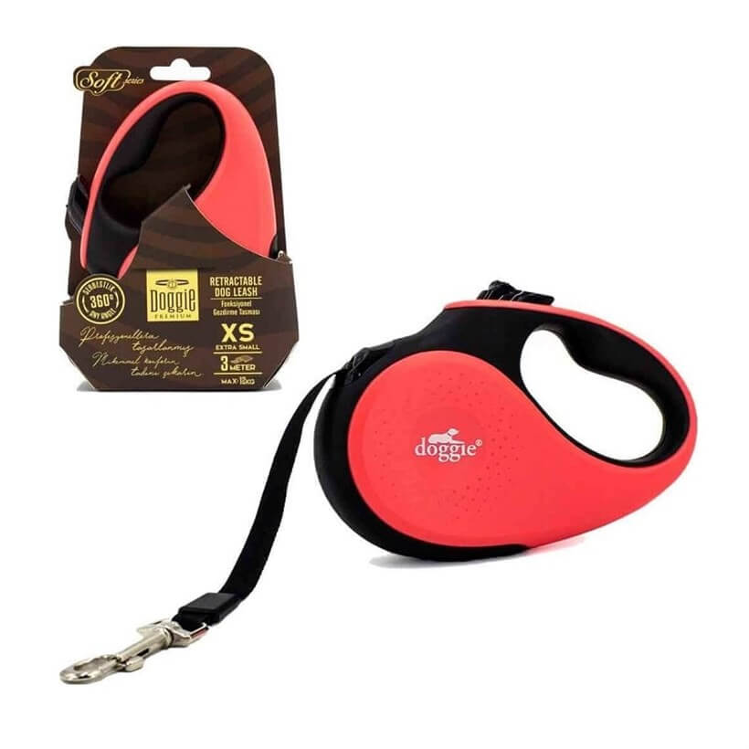 Doggie Soft Otomatik Köpek Gezdirme Tasması Large (50 Kg, 5 M) – Pembe