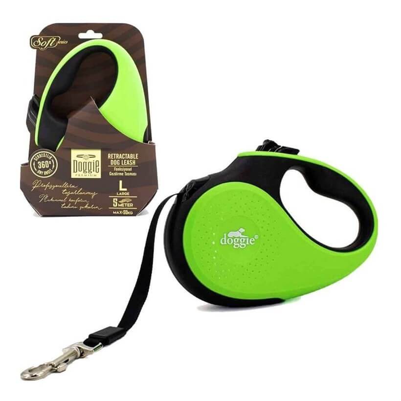 Doggie Otomatik Köpek Tasması Soft L 50 kg 5 mt Yeşil