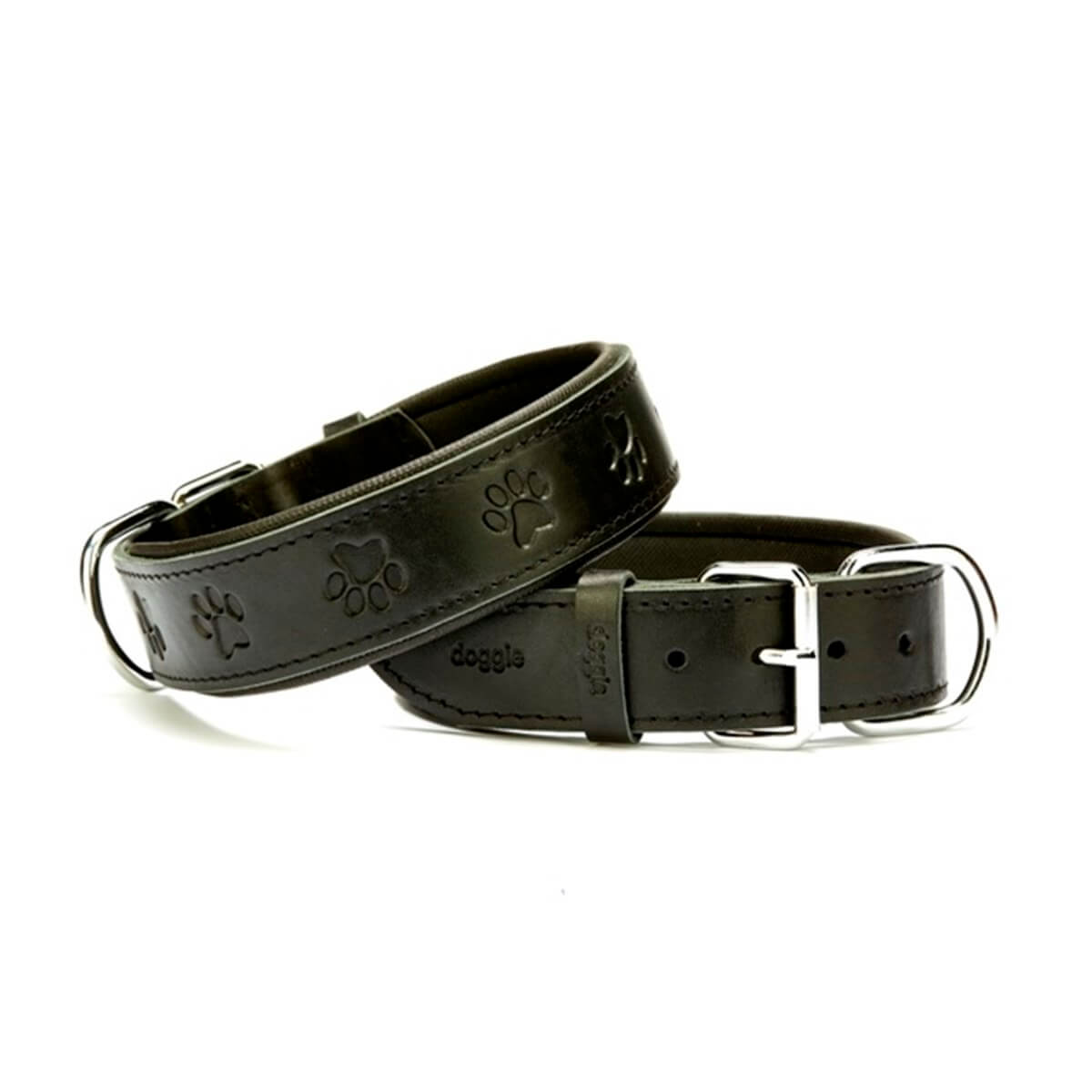 Doggie Patili Deri Köpek Boyun Tasması Medium – Siyah (2,5 X 37–45 Cm)
