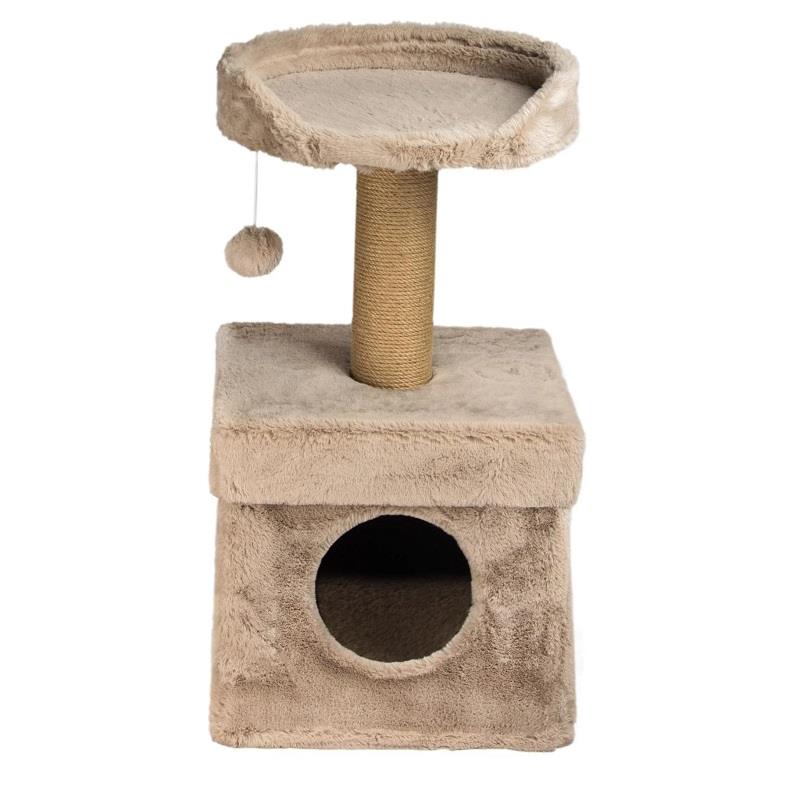 Dubex 39x39x72 cm Kedi Oyun Evi ve Tırmalama Platformu Bej
