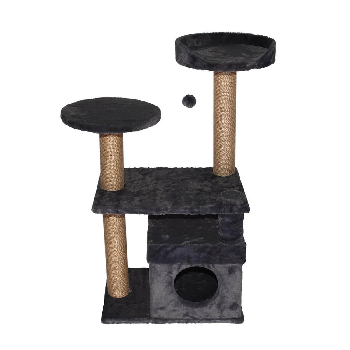 Dubex 53x86x111 cm Kedi Oyun Evi ve Tırmalama Platformu Gri