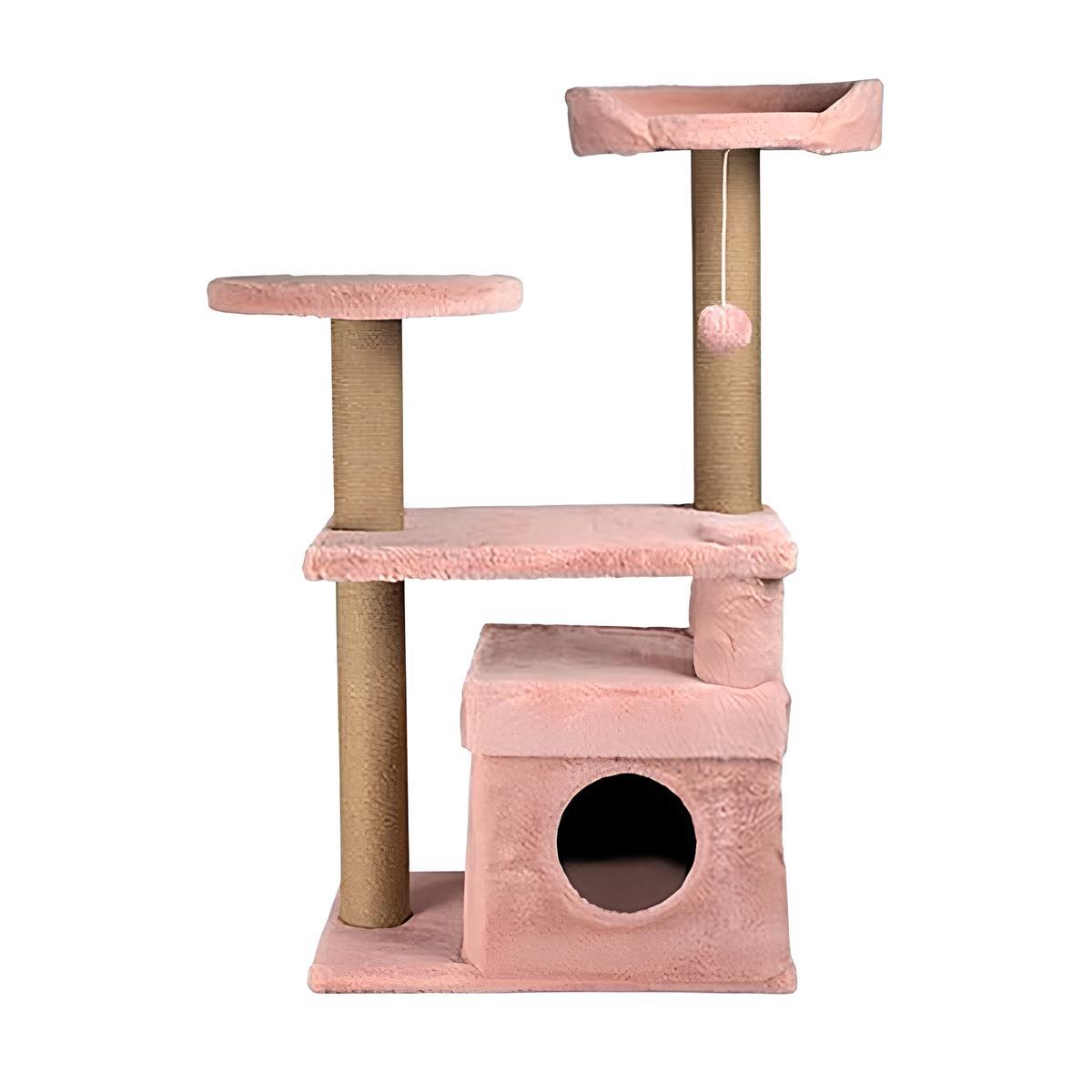 Dubex 53x86x111 cm Kedi Oyun Evi Tırmalama Platformu Pembe