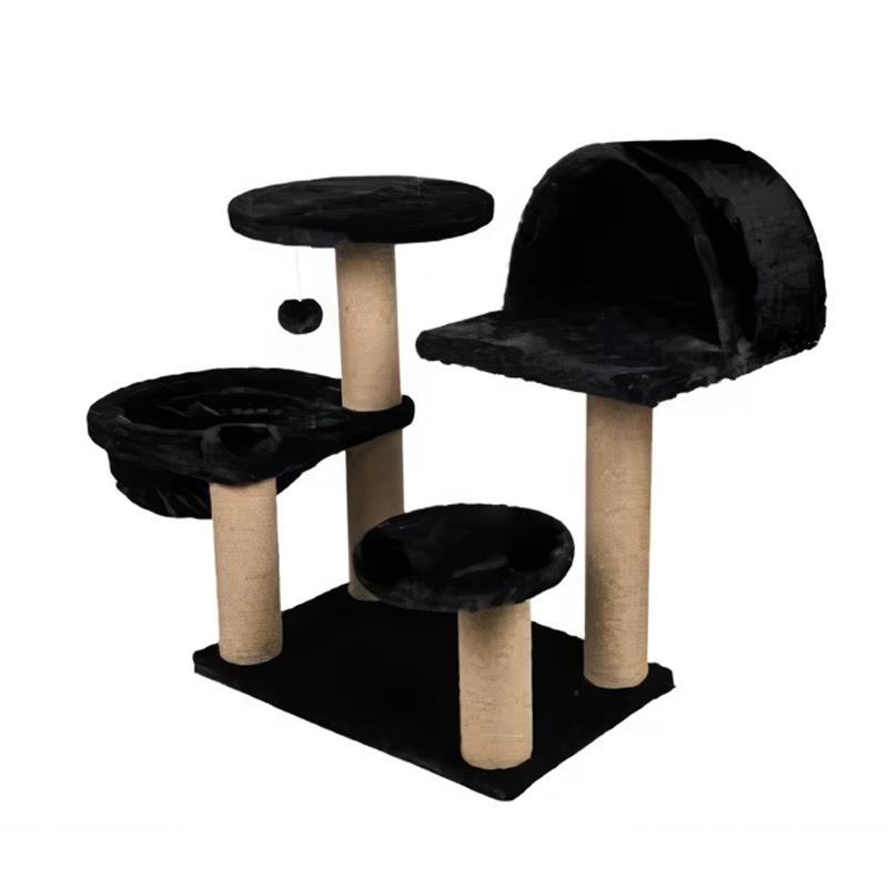 Dubex 65x108x75 cm Kedi Oyun Evi ve Tırmalama Platformu Siyah