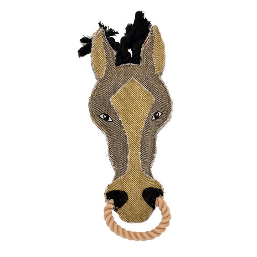 Duvo+ Diş İpli Kanvas At Başı Köpek Oyuncağı 31 X 12 Cm