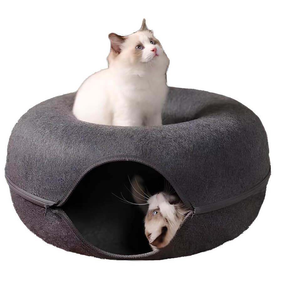 Pet Corn Donut Keçe Kedi Yatağı 60x28 cm Antrasit