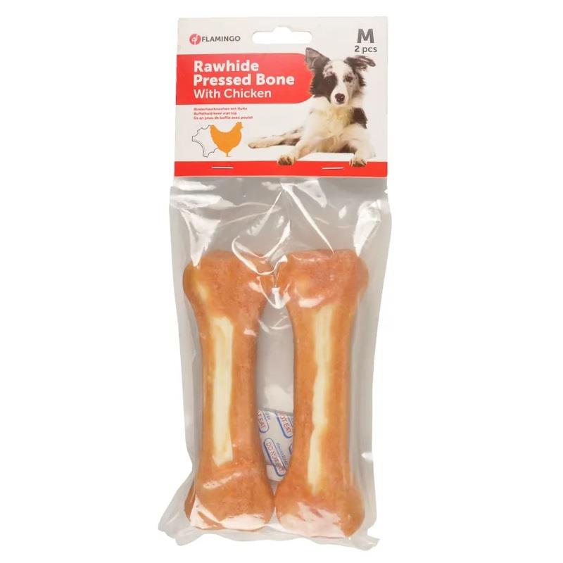 Flamingo Tavuk Eti Kaplı Kemik Köpek Ödülü 2'Li 15 Cm