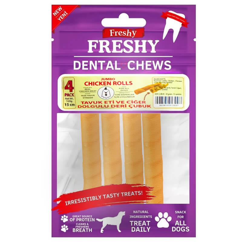 Freshy Tavuk Eti Ve Ciğer Dolgulu Deri Çubuk 120 Gr