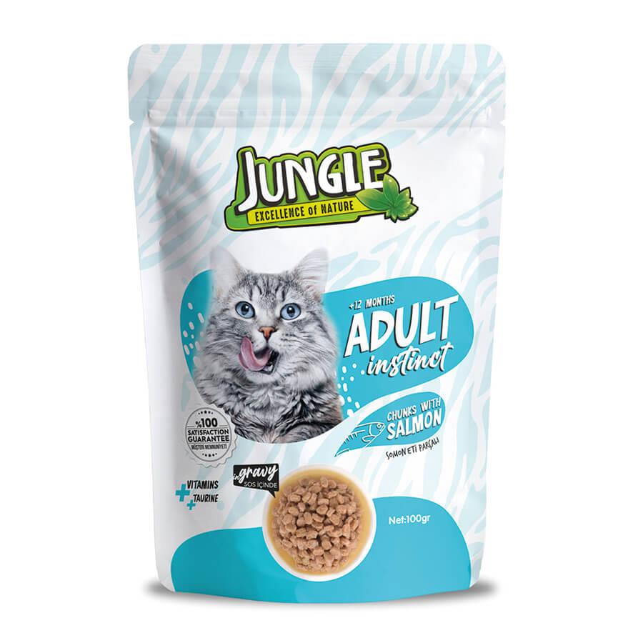 Jungle Pouch Kedi Somonlu Jöleli Yaş Mama 100 Gr