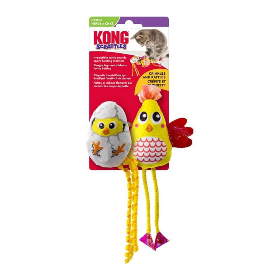 KONG Scrattles Peluş Tavuk Kedi Oyuncağı 2'Li