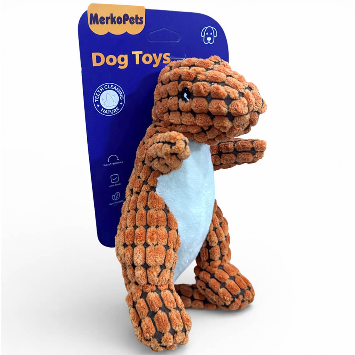 MerkoPets Dinazor Sesli Peluş Köpek Oyuncağı 32x12cm