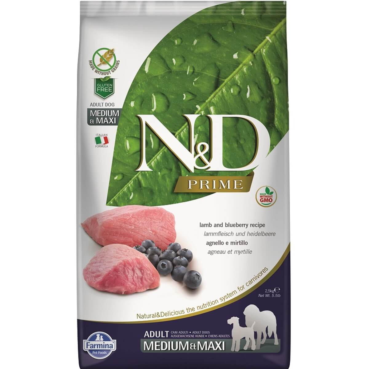 N&D Tahılsız Kuzu Etli Yaban Mersinli Yetişkin Köpek Maması 12 kg
