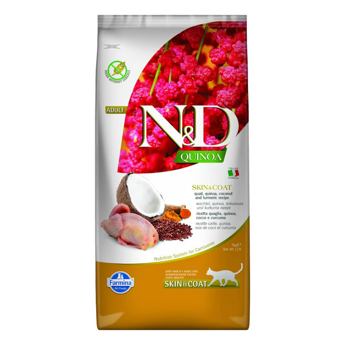 N&D Quinoa Skin Coat Bıldırcın Etli Yetişkin Kedi Maması 5 Kg