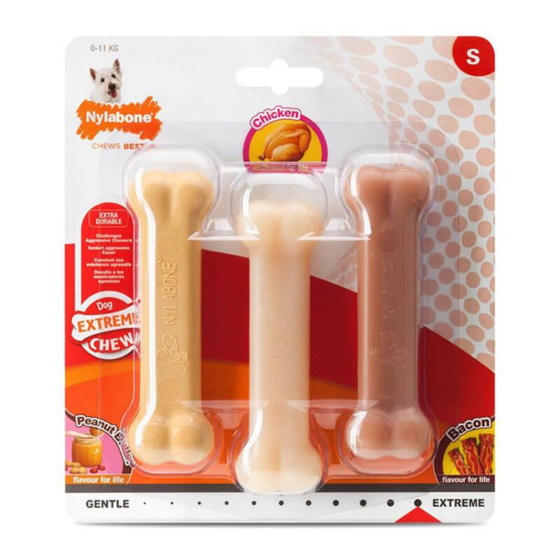Nylabone Extreme 3'lü Lezzet Çiğneme Kemiği Small