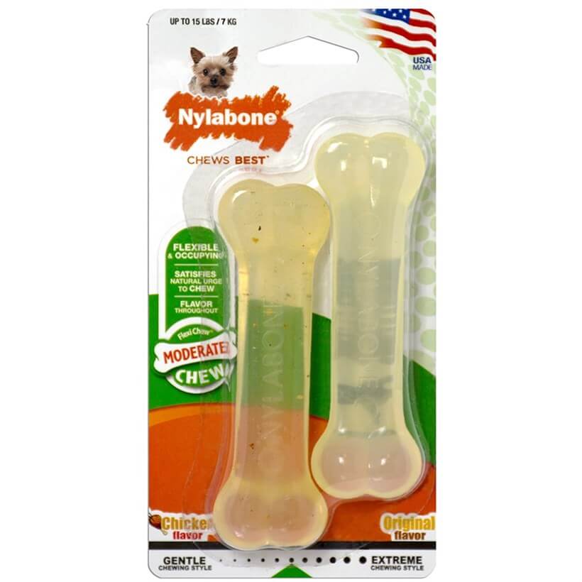 Nylabone Twin Pack Tavuk Aromalı Çiğneme Kemiği 2'Li XS
