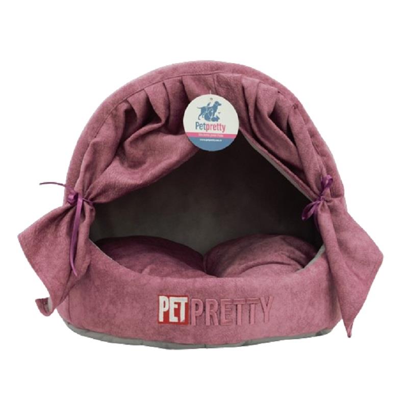 Pet Pretty Comfort Perdeli Kedi Yuvası Gül Kurusu