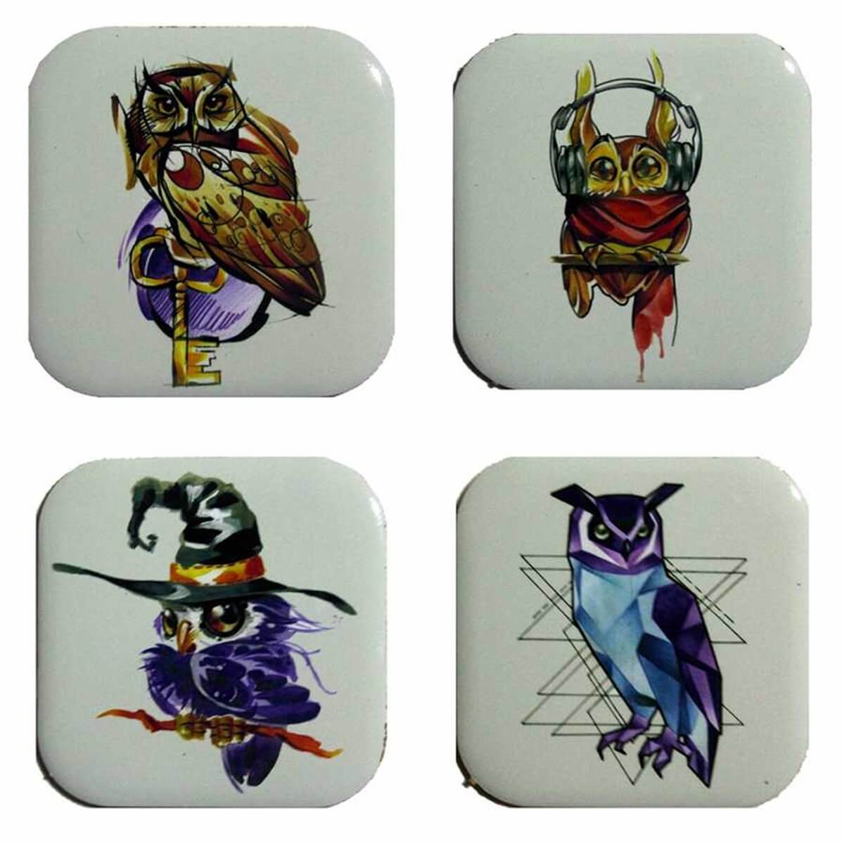 Petdesign Baykuş Metal Bardak Altlığı 4'Lü
