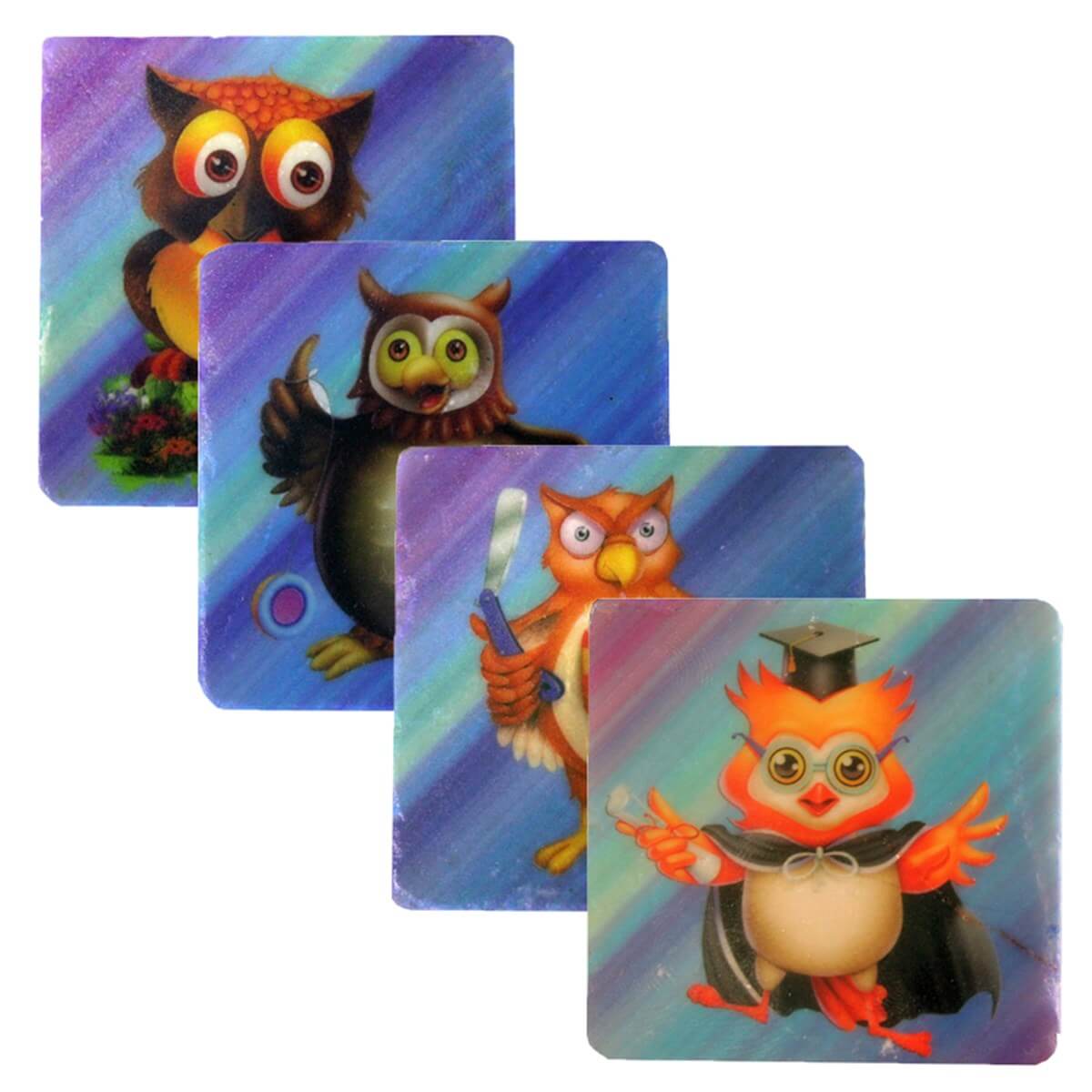 Petdesign Çılgın Baykuş Doğal Taş Bardak Altlığı 4'Lü