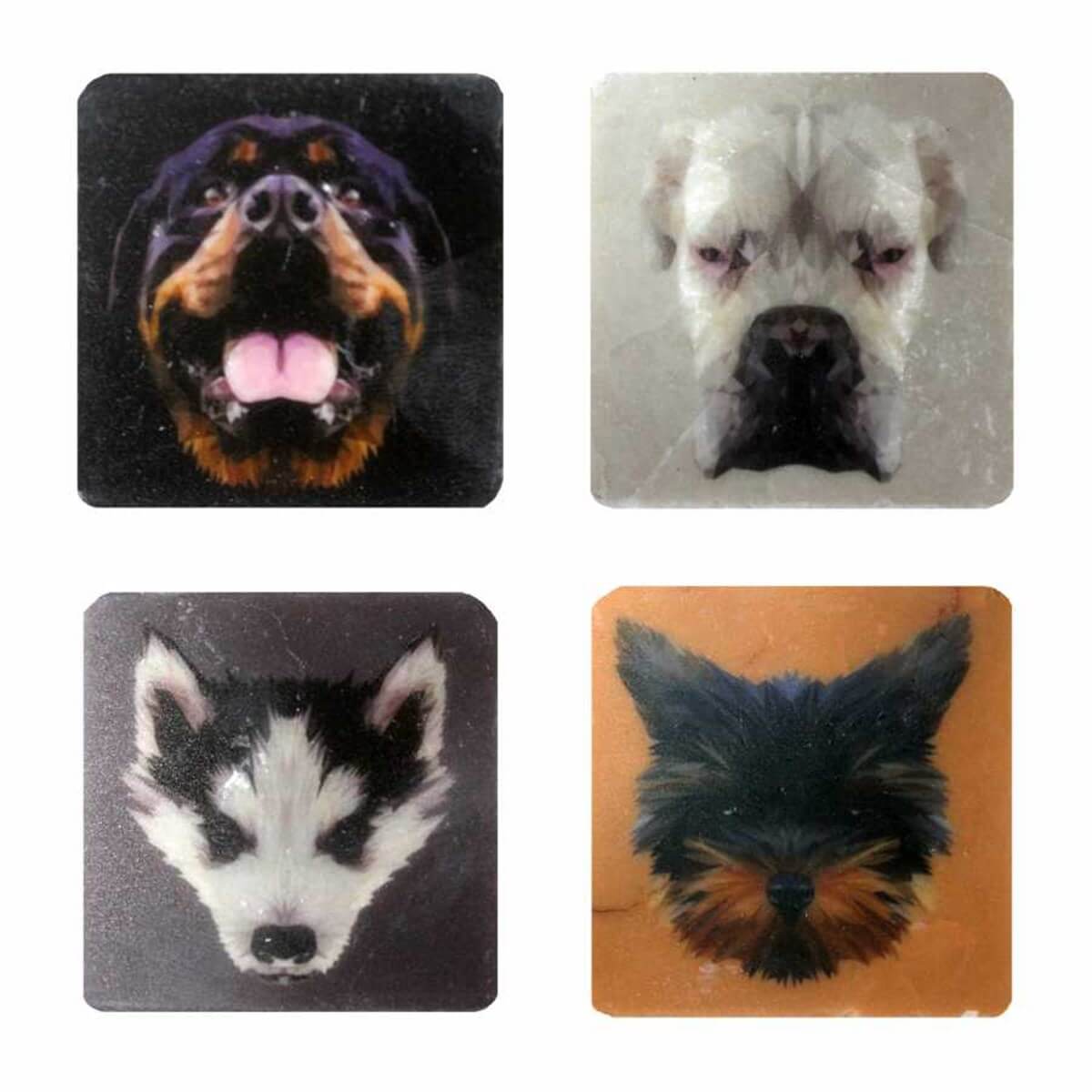 Petdesign Happy Line Dog Doğal Taş Magnet 4'Lü