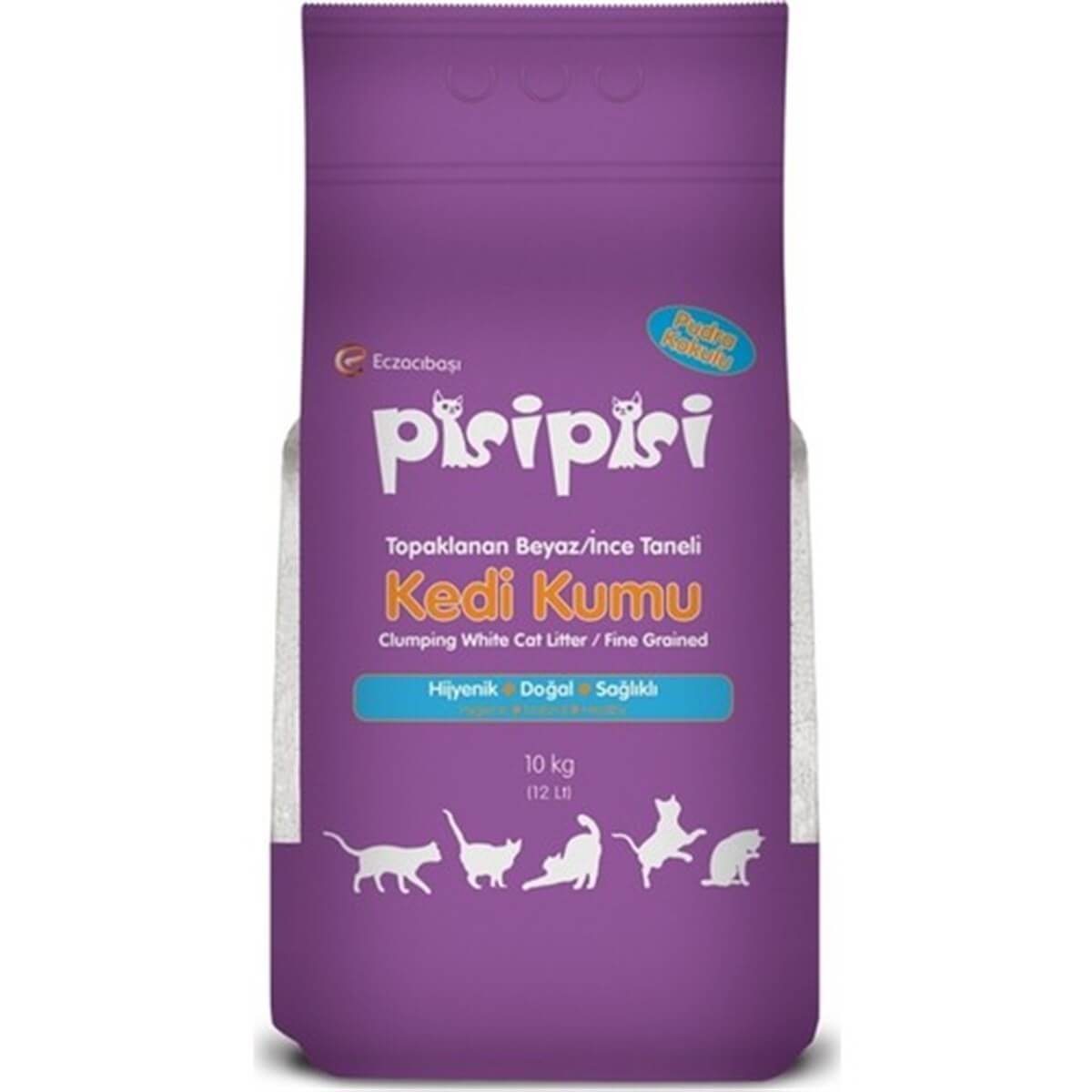Pisipisi Pudra Kokulu Topaklanan İnce Taneli Kedi Kumu 10 Kg