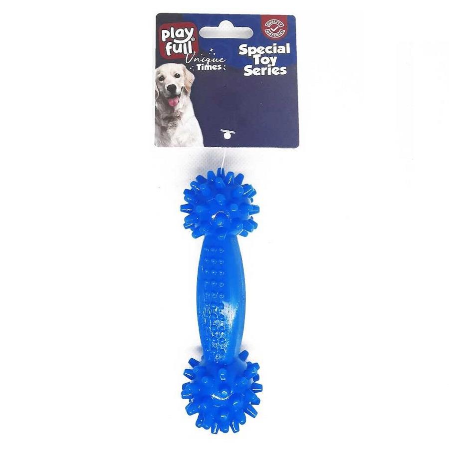 Playfull Dumbell Şeklinde Tırtıklı Plastik Köpek Oyuncağı 12x4 Cm