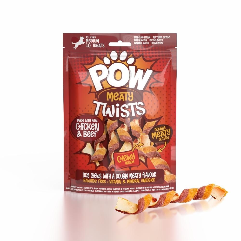 Pow Meaty Twist Köpek Ödül Maması - Tavuk&Sığır 10 Adet/120g