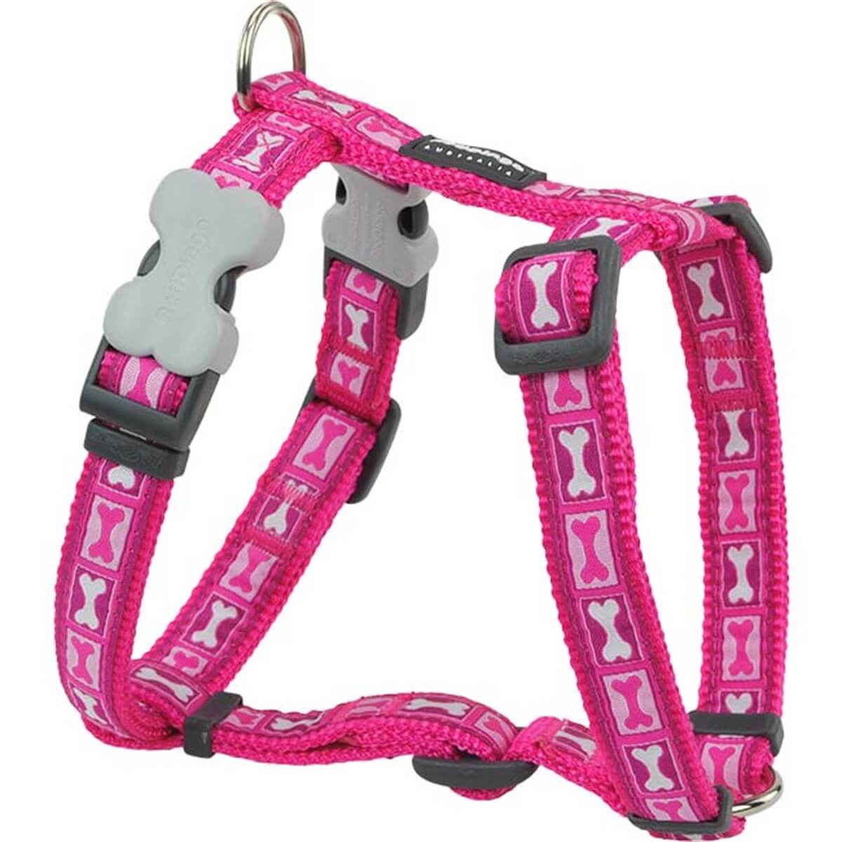 Red Dingo Bone Yard Desenli Köpek Göğüs Tasması 12 Mm – XSmall – Pembe