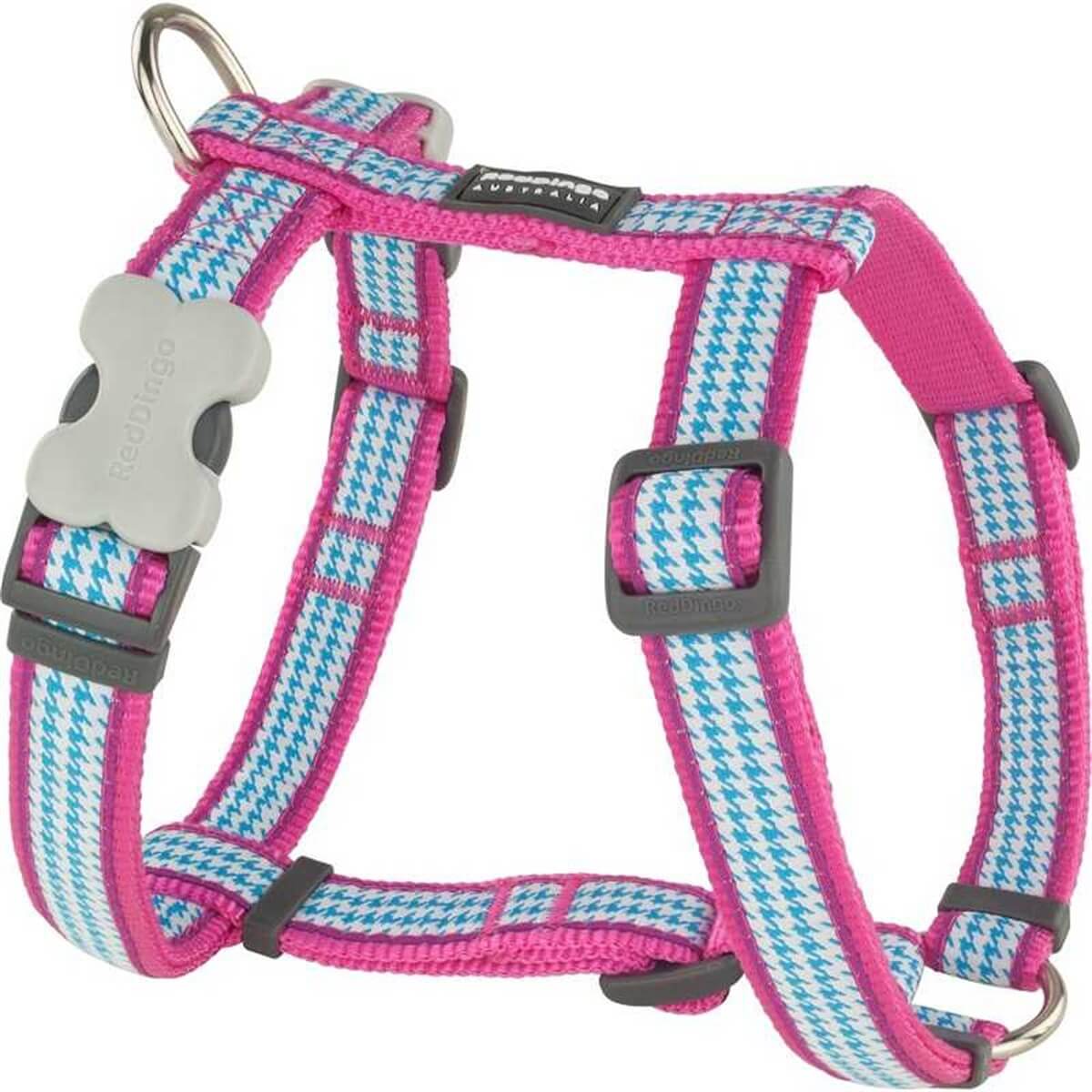 Red Dingo Fang It Desenli Köpek Göğüs Tasması 25 Mm – Large – Pembe