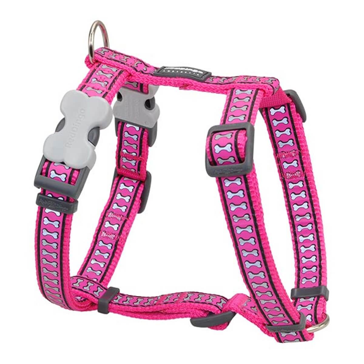 Red Dingo Fosforlu Kemik Desenli Köpek Göğüs Tasması 25 Mm – Large – Pembe