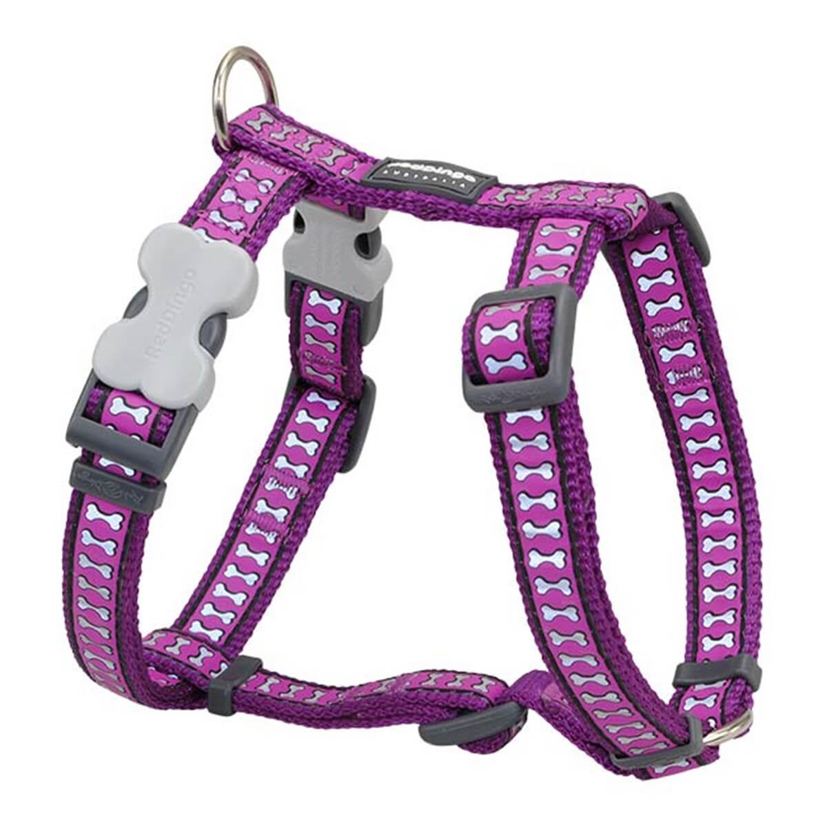 Red Dingo Fosforlu Kemik Desenli Köpek Göğüs Tasması 25 Mm – Large – Mor