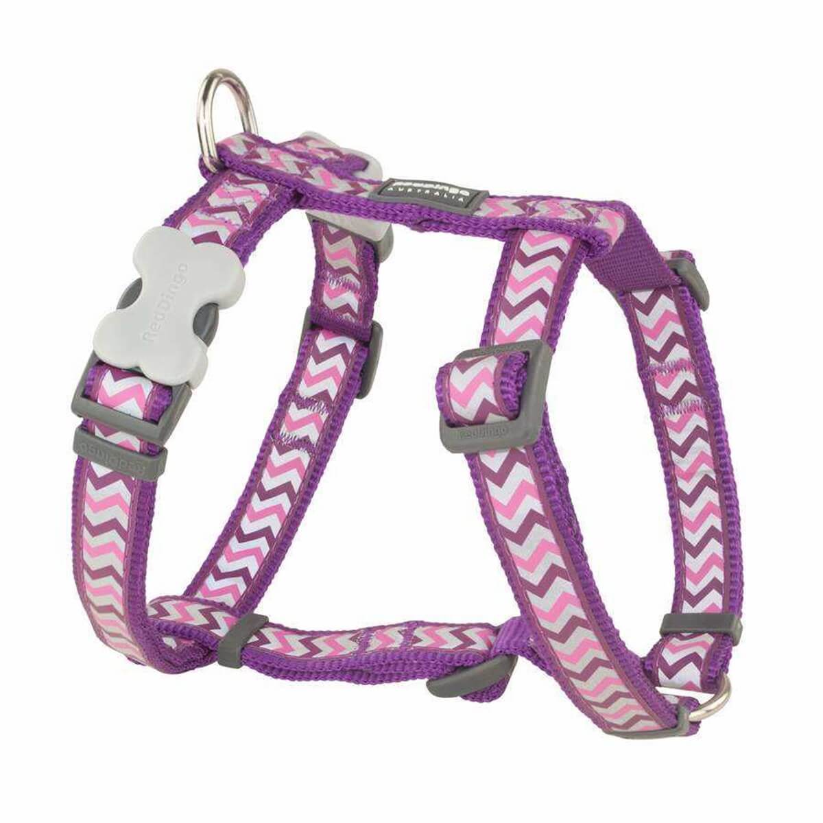 Reddingo Reflektörlü Ziggy Desenli Köpek Göğüs Tasması 25 Mm – XLarge – Mor